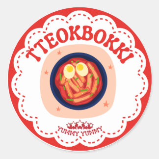 Koreansk Tteokbokki-dekal | Söt K-matsrund etikett