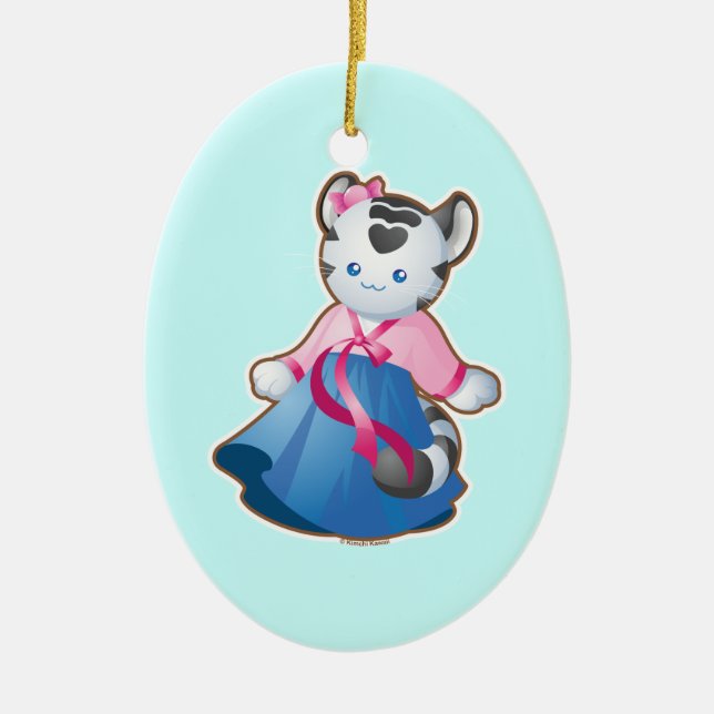 Koreansk vittiger julgransprydnad keramik (Framsidan)