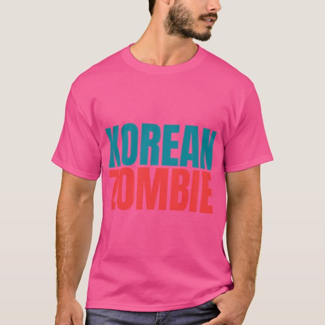 Koreansk Zombie-text fet T Shirt (Framsida)
