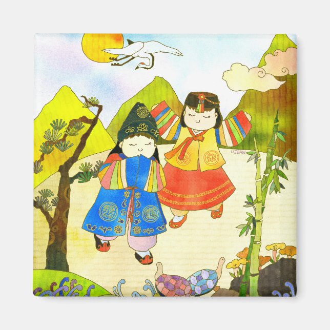 Koreanska Baby Första Birthday Magnet (Framsidan)