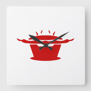 Koreanska BBQ (고 기 구 이)-tecken Fyrkantig Klocka