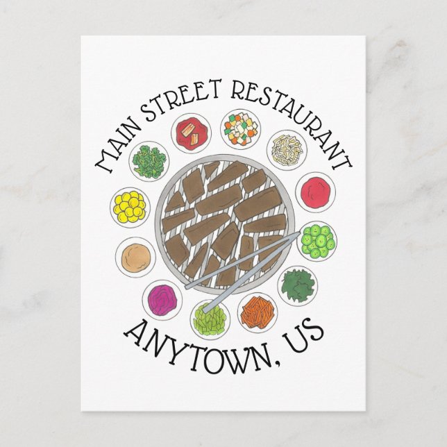 Koreanska BBQ Barbecue Barbeque Food Restaurant Vykort (Framsida)