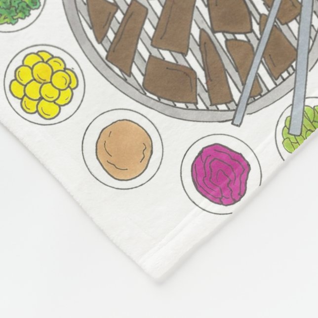 Koreanska BBQ Barbecue Roast Bulgogi Banchan Food Fleecefilt (Hörn)