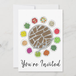 Koreanska BBQ Barbecue Roast Bulgogi Banchan Food Inbjudningar