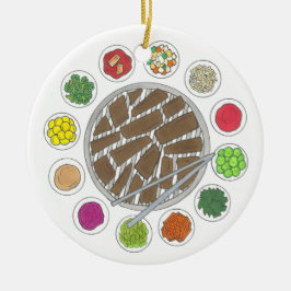 Koreanska BBQ Barbecue Roast Bulgogi Banchan Food Julgransprydnad Keramik