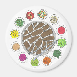 Koreanska BBQ Barbecue Roast Bulgogi Banchan Food Magnet