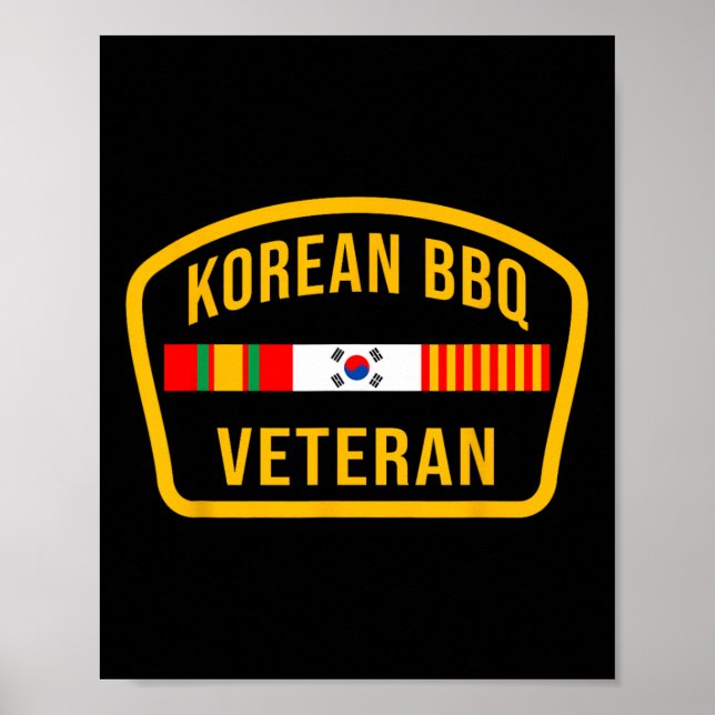 Koreanska Bbq Veteran Funny Food Älskare Gym Cvärm Poster (Framsidan)