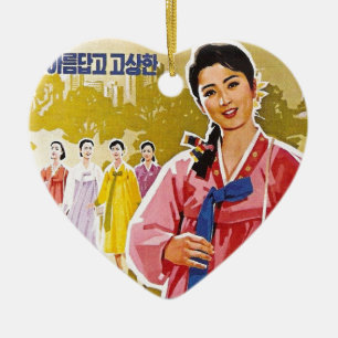 Koreanska Dam Wearing Hanbok Ceramic Ornament