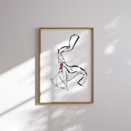 Koreanska Dance Hanbok Woman Bläck Line Poster