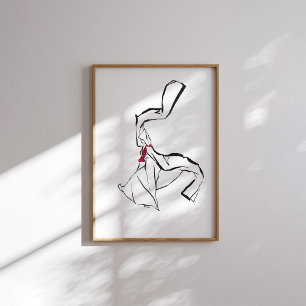 Koreanska Dance Hanbok Woman Bläck Line Poster