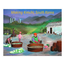 Koreanska familjen Skapar Kimchi 김 치