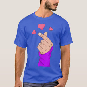 Koreanska Finger Heart Kpop Merchandise Girls KDra T Shirt
