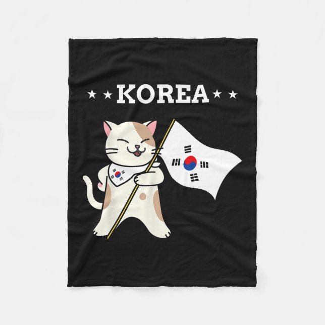 Koreanska Flagga och Kat Sydkorea Fleecefilt (Framsidan)