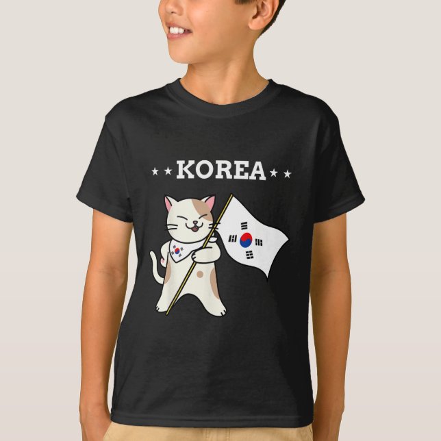 Koreanska Flagga och Kat Sydkorea T Shirt (Framsida)