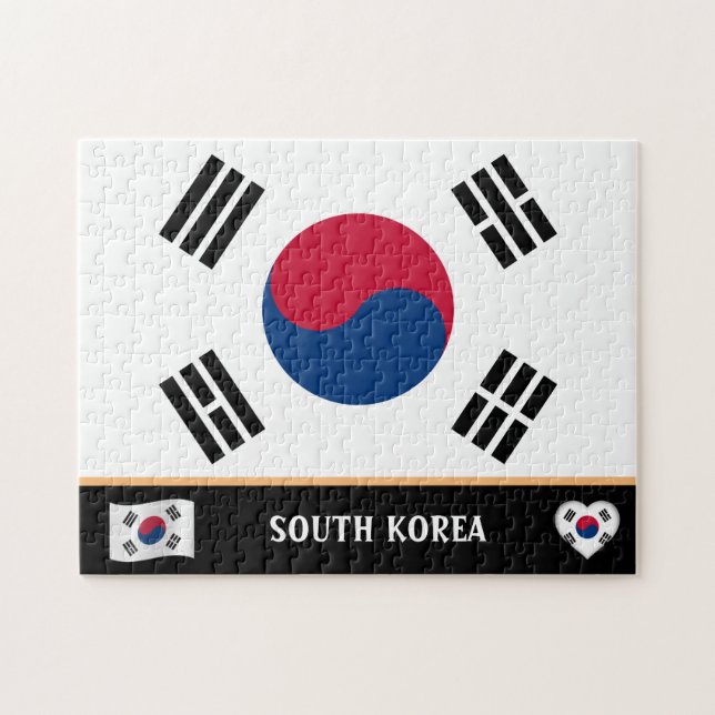 Koreanska Flagga och koreanska land / Sydkorea Pussel (Horisontell)
