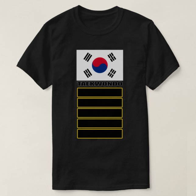 Koreanska flagga Taekwondo 5th Dan T Shirt (Design framsida)