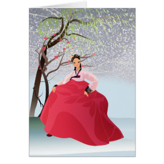 Koreanska Hanbok Hälsningskort