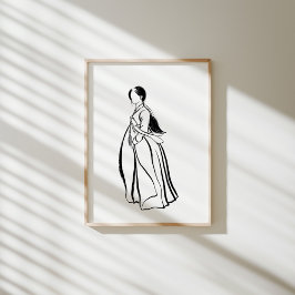 Koreanska hanbokvinnan med Norigae Bläck Poster