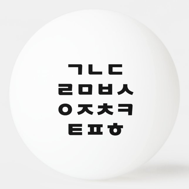 Koreanska | Hangul Alphabet Pingisboll (Framsidan)