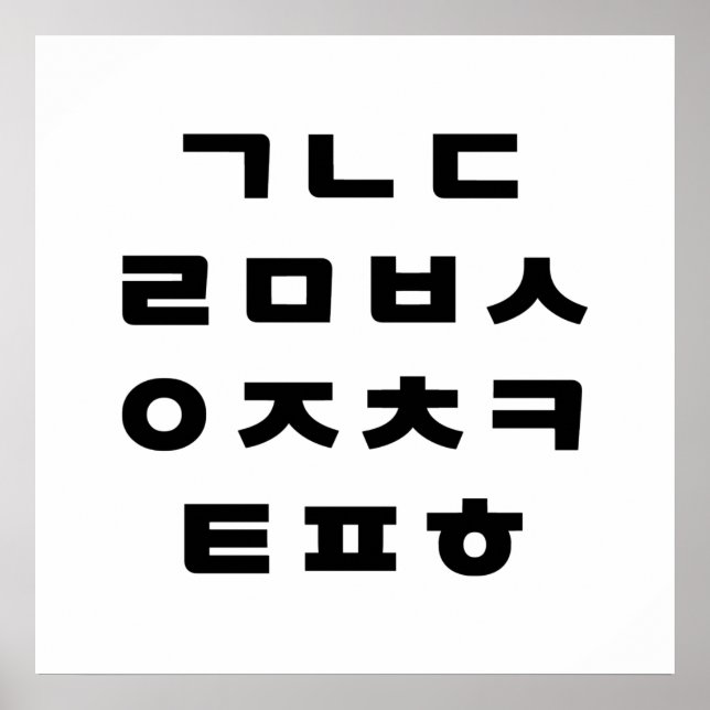 Koreanska | Hangul Alphabet Poster (Framsidan)