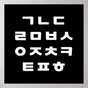 Koreanska Hangul Alphabet Poster