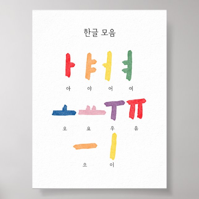 Koreanska Hangul Vowel Moeum poster (Framsidan)