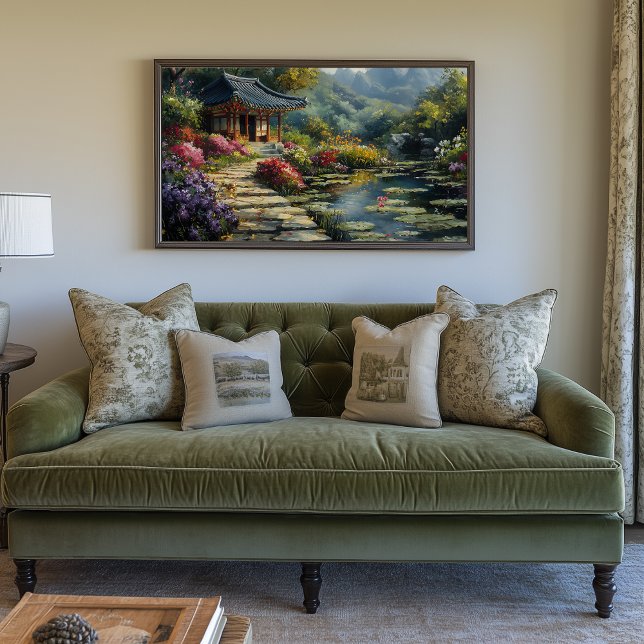 Koreanska hemliga Garden Canvastryck (Korean Garden Temple Artwork)