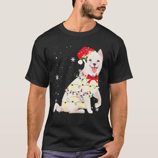 Koreanska Jindo Hund julljus Julafton Mamma Pappa  T Shirt (Framsida)