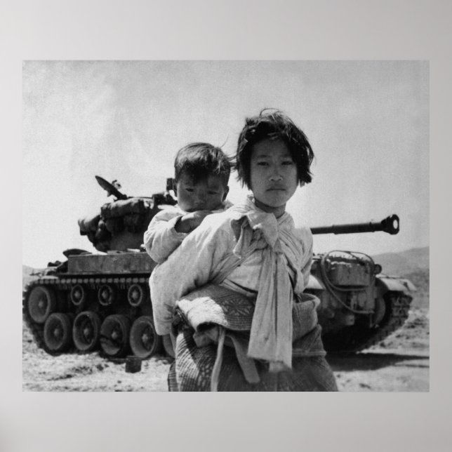 Koreanska Krig-flyktingar med Baby Poster (Framsidan)