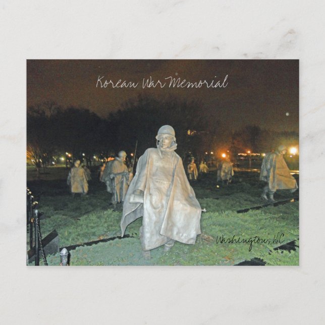 Koreanska Krig Memorial i NattWashington DC 002 Vykort (Framsida)