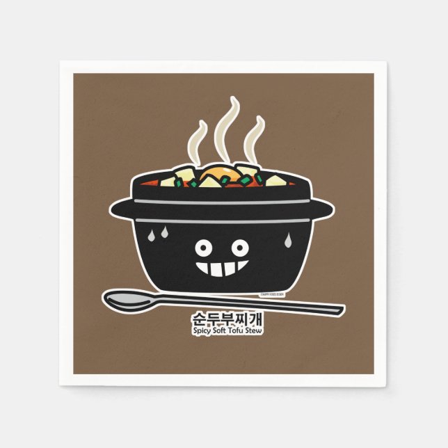 Koreanska kryddiga mjuka Sundubu för TofuStewsoppa Pappersservett (Framsidan)