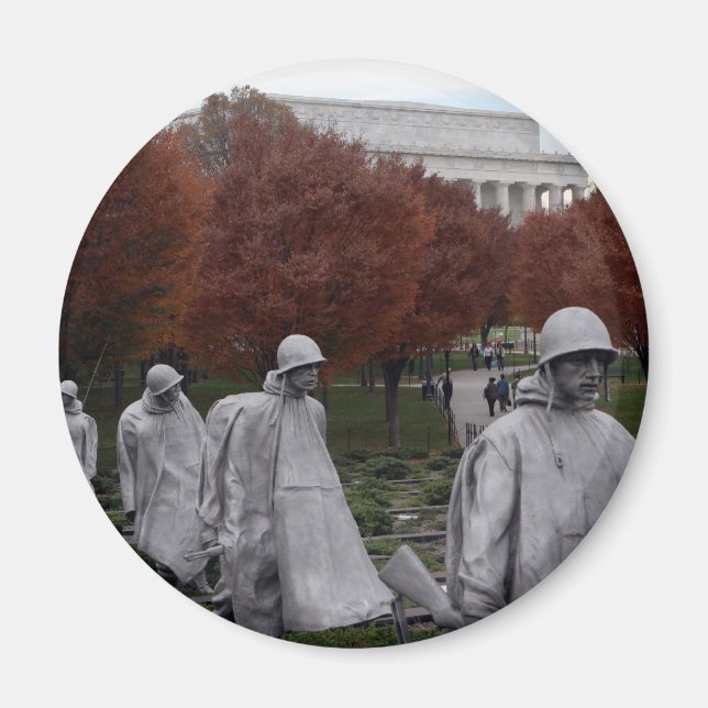 Koreanska Memorial och Lincoln Memorial Fall Magnet (Framsidan)
