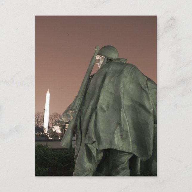 Koreanska Memorial och Washington Monument på natt Vykort (Framsida)
