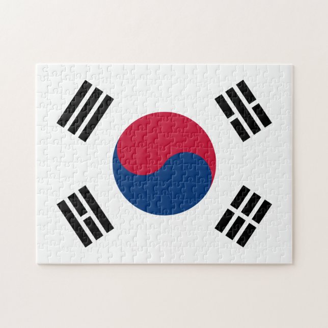 Koreanska örhängen och koreanska Flagga/Sydkorea Pussel (Horisontell)