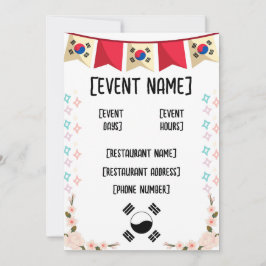 Koreanska restaurangevenemang och invigning inbjudningar