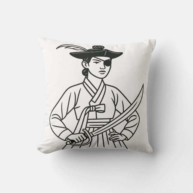 Koreanska Retro Pirat - minimalistisk Hanbok Heroi Kudde (Framsida)
