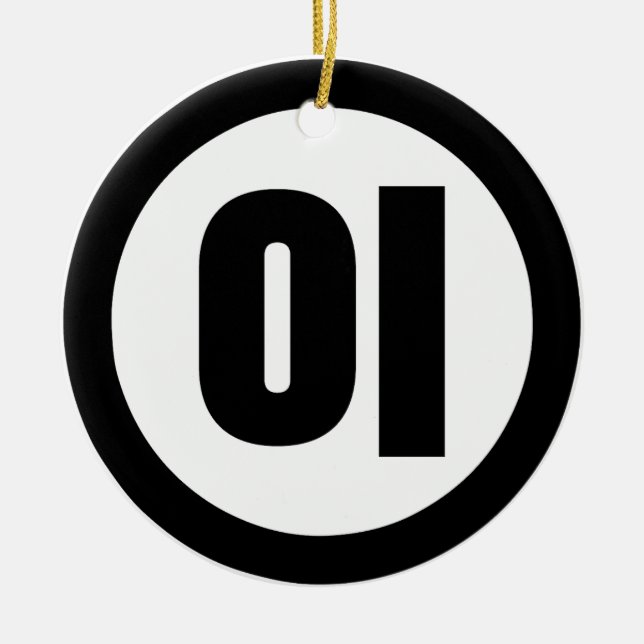 Koreanska Sino nummer 2 Två 이 【 I 】 Hangul Julgransprydnad Keramik (Framsidan)