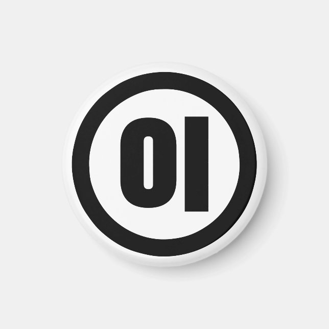 Koreanska Sino nummer 2 Två 이 【 I 】 Hangul Magnet (Framsidan)