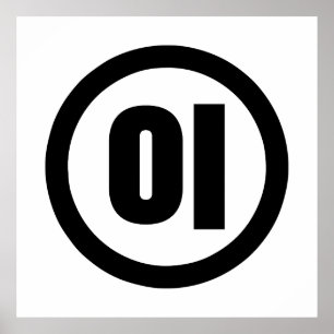 Koreanska Sino nummer 2 Två 이 【 I 】 Hangul Poster