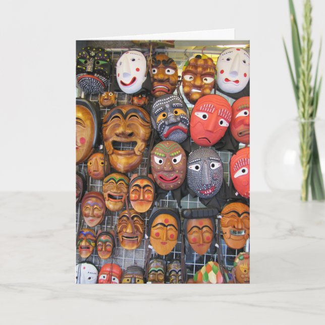 Koreanska traditionella masker för prestanda| 한 국  helgkort (Framsida)