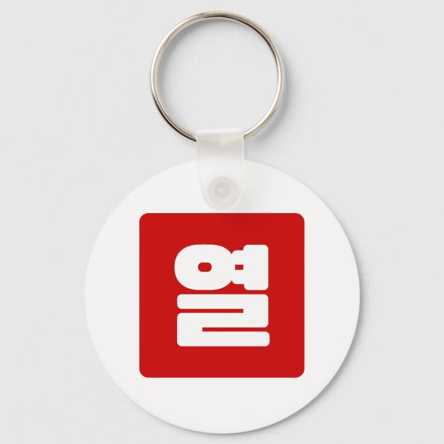 Koreanskt nummer 10 tio 열 【 Yeol 】 Hangul Nyckelring (Framsida)