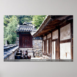Koreanskt traditionellt hus poster