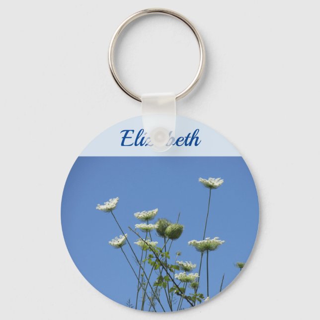 Korfu Cream Wildblommor Button Nyckelring (Framsida)