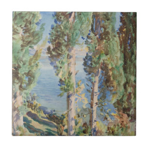 Korfu-cypresserna av John Singer Sargent Kakelplatta