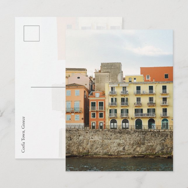 Korfu Gamla Stan Venetianska Mur, Grekland Vykort (Fram/baksida)