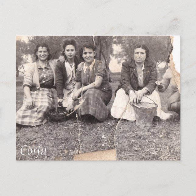 Korfu gammalt foto vykort (Framsida)