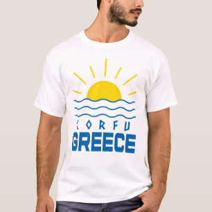 Korfu Greece Sunshine and Sea Manar White T Shirt