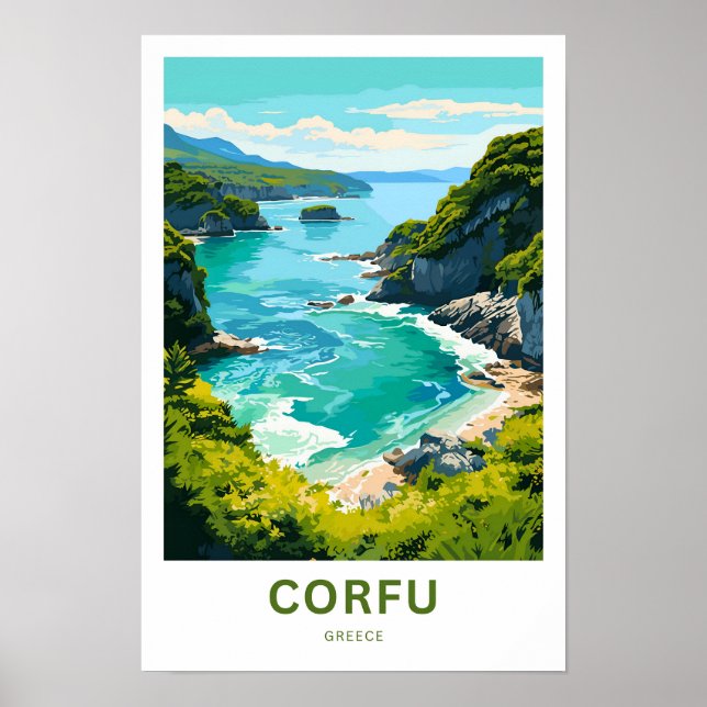 Korfu Greece Travel Skriv ut Poster (Framsidan)