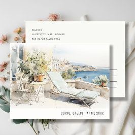 Korfu Grekland Akvarell Landskapsresa Vykort