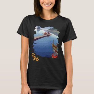 Korfu Grekland Kusthamn Blå Resa T Shirt